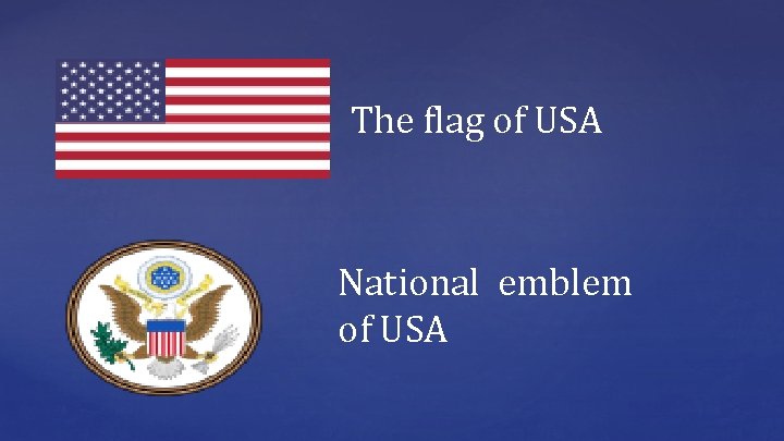 The flag of USA National emblem of USA 