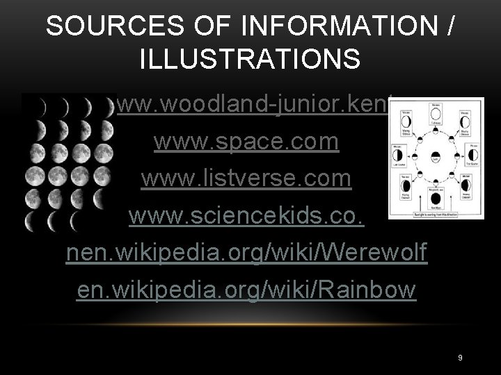 SOURCES OF INFORMATION / ILLUSTRATIONS www. woodland-junior. kent www. space. com www. listverse. com