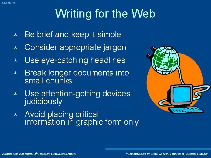 Chapter 5 Writing for the Web © Be brief and keep it simple ©