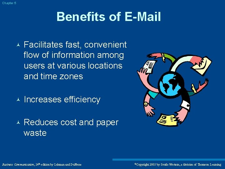 Chapter 5 Benefits of E-Mail © Facilitates fast, convenient flow of information among users