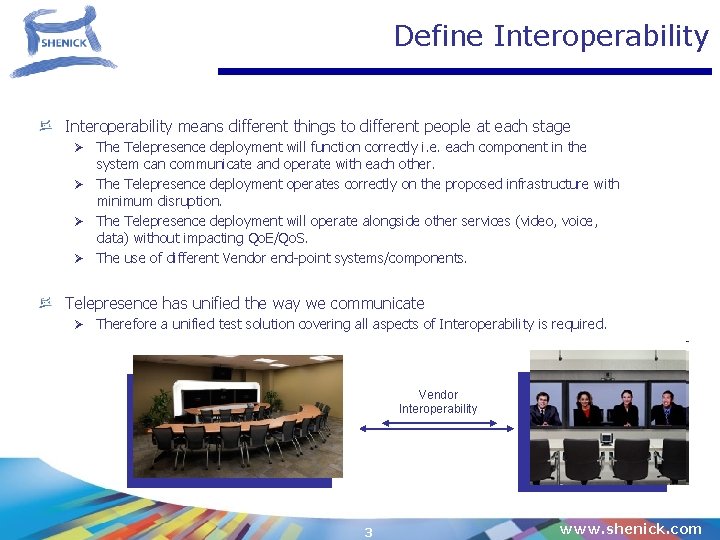 Define Interoperability means different things to different people at each stage Ø The Telepresence