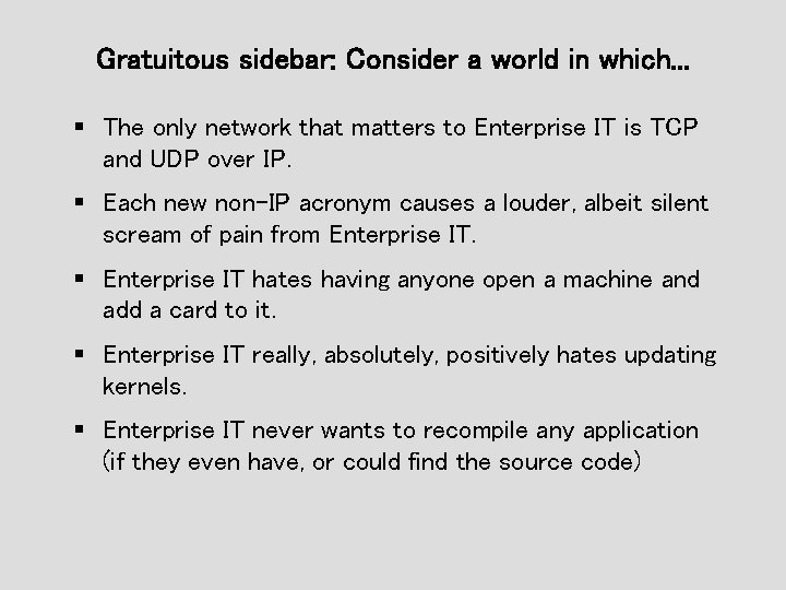 Gratuitous sidebar: Consider a world in which. . . § The only network that Gratuitous sidebar: Consider a world in which. . . § The only network that