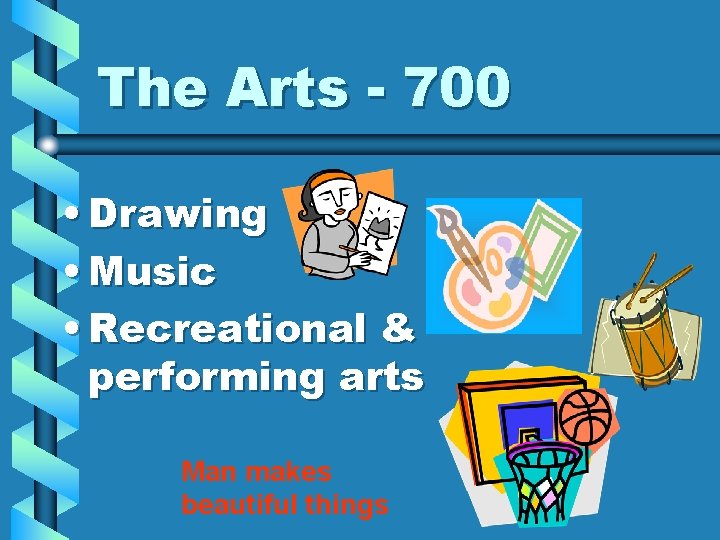 The Arts - 700 • Drawing • Music • Recreational & performing arts Man