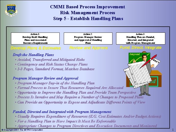 CMMI Based Process Improvement Risk Management Process Step 5 - Establish Handling Plans Action CMMI Based Process Improvement Risk Management Process Step 5 - Establish Handling Plans Action