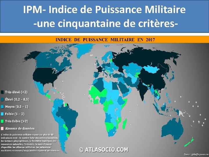 IPM- Indice de Puissance Militaire -une cinquantaine de critères- 