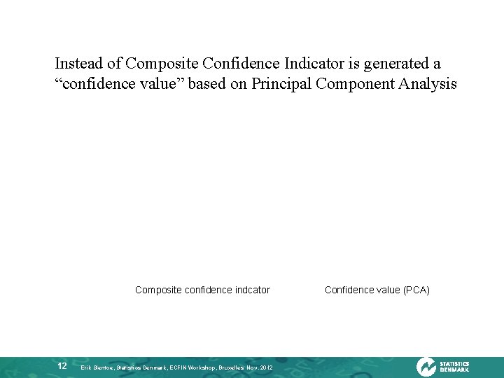 Instead of Composite Confidence Indicator is generated a “confidence value” based on Principal Component