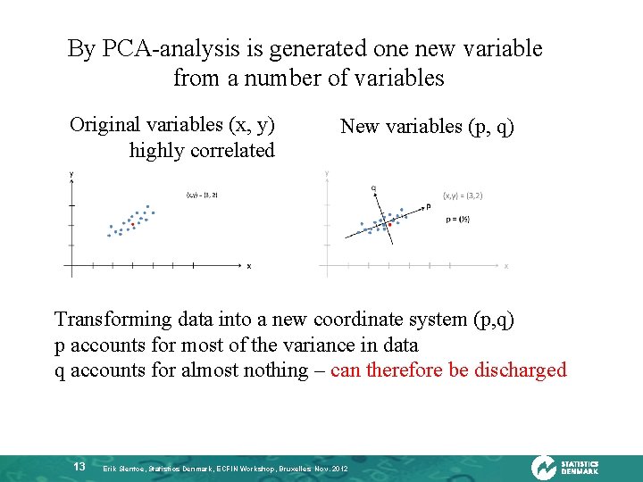 By PCA-analysis is generated one new variable from a number of variables Original variables