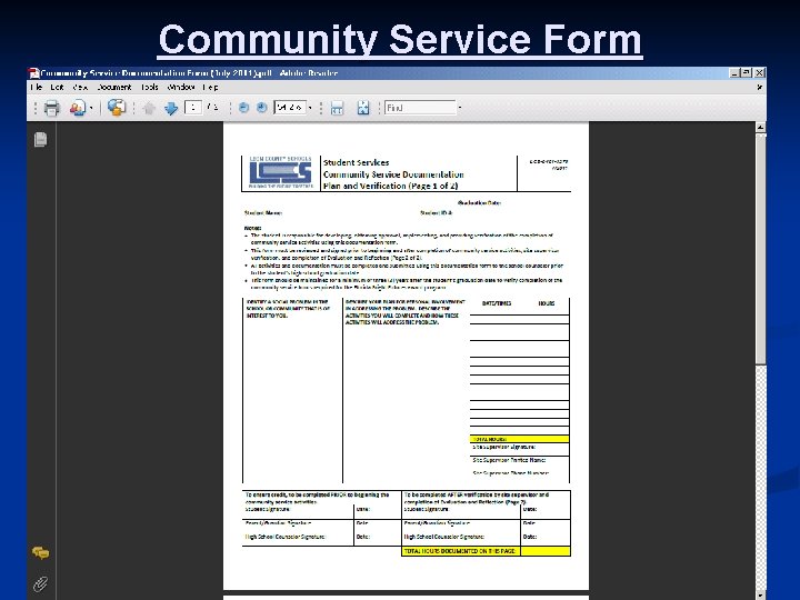 Community Service Form 