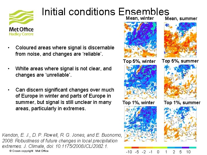 Initial conditions Ensembles Mean, winter Mean, summer • Coloured areas where signal is discernable