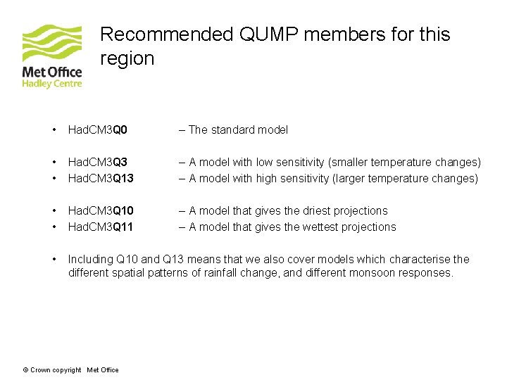 Recommended QUMP members for this region • Had. CM 3 Q 0 – The