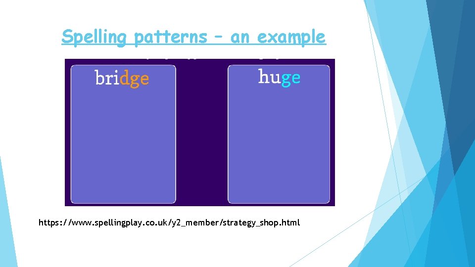 Spelling patterns – an example https: //www. spellingplay. co. uk/y 2_member/strategy_shop. html 