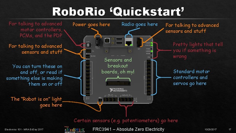 Robo. Rio ‘Quickstart’ For talking to advanced motor controllers, PCMs, and the PDP Power