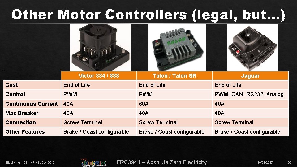 Other Motor Controllers (legal, but…) Victor 884 / 888 Talon / Talon SR Jaguar