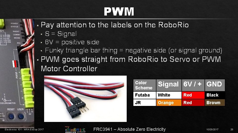PWM • Pay • • • attention to the labels on the Robo. Rio