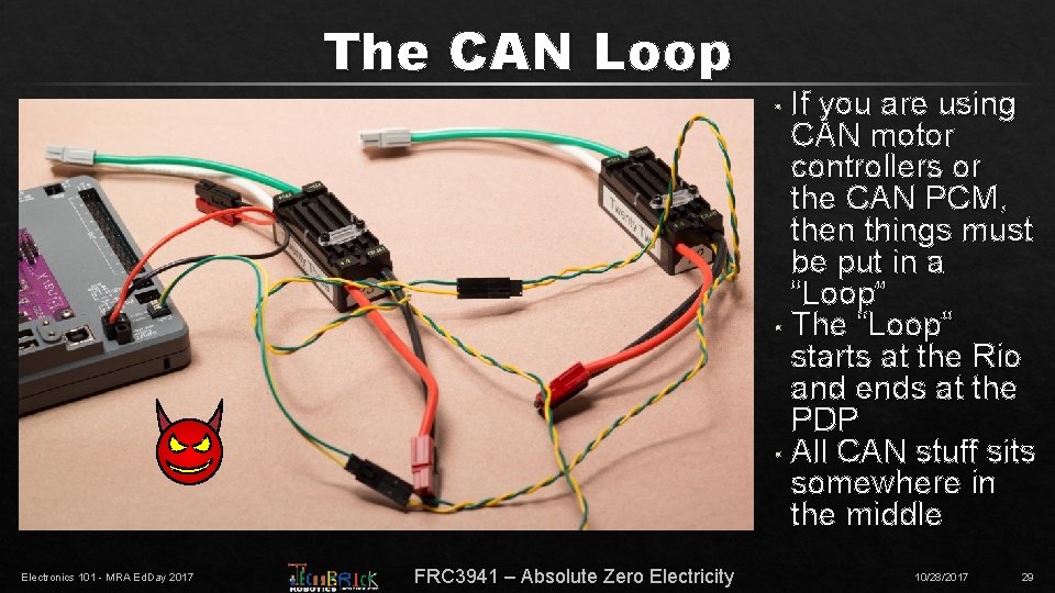 The CAN Loop If you are using CAN motor controllers or the CAN PCM,