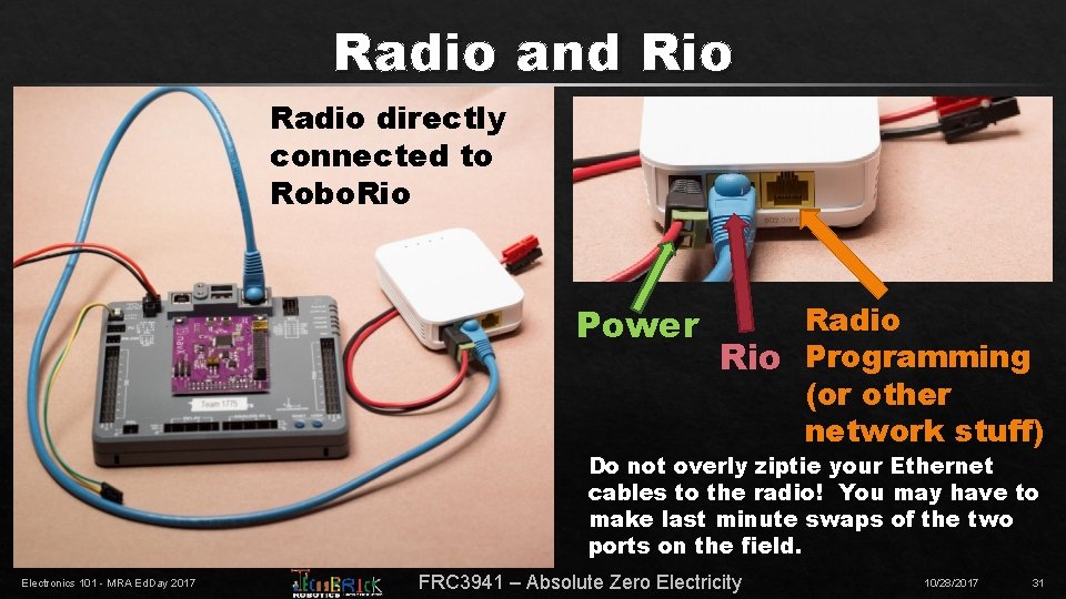 Radio and Rio Radio directly connected to Robo. Rio Power Radio Rio Programming (or