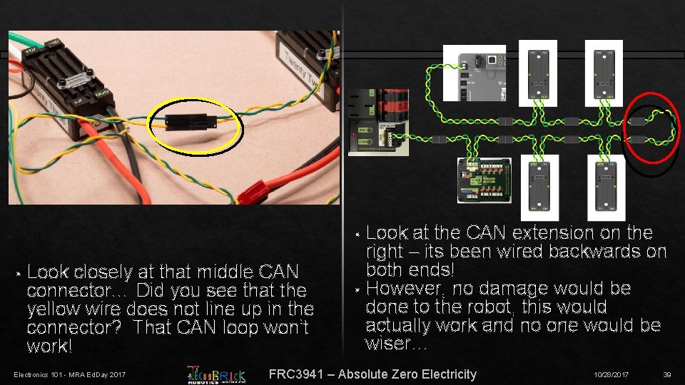 Look at the CAN extension on the right – its been wired backwards on