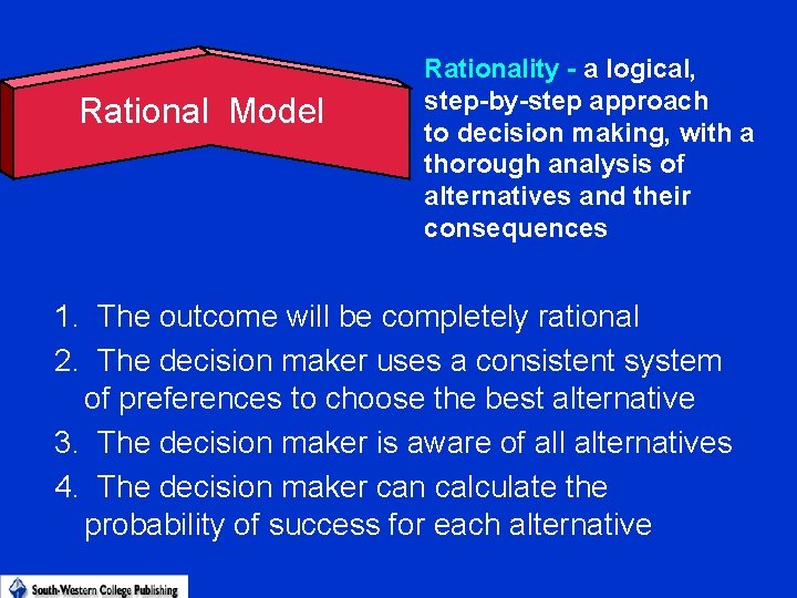 Rational Model Rationality - a logical, step-by-step approach to decision making, with a thorough