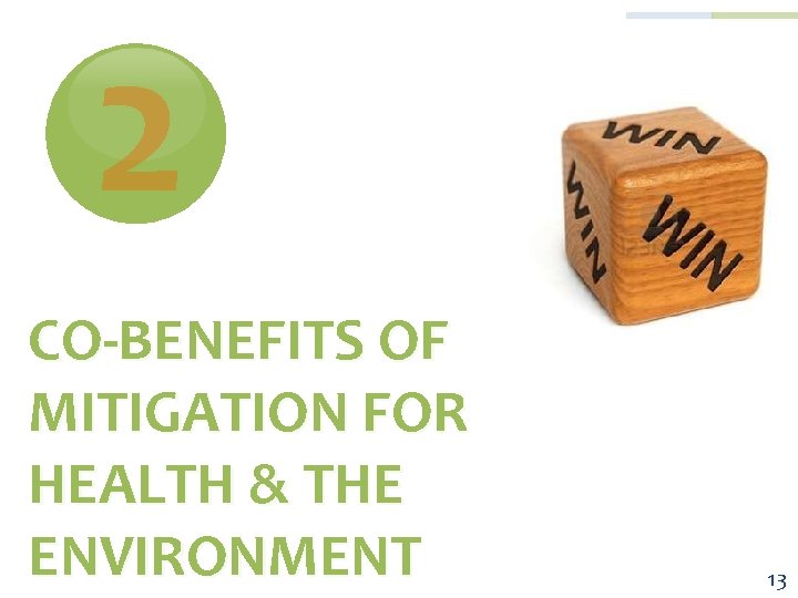 2 CO-BENEFITS OF MITIGATION FOR HEALTH & THE ENVIRONMENT 13 