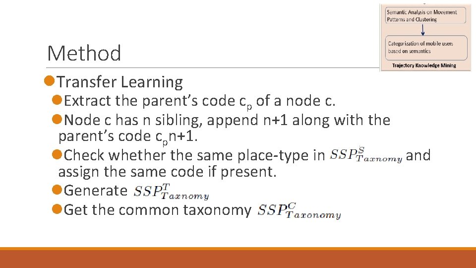 Method l. Transfer Learning l. Extract the parent’s code cp of a node c. Method l. Transfer Learning l. Extract the parent’s code cp of a node c.