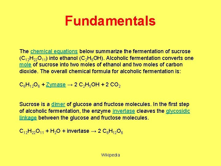 Fundamentals The chemical equations below summarize the fermentation of sucrose (C 12 H 22