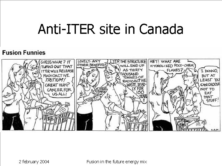 Anti-ITER site in Canada 2 february 2004 Fusion in the future energy mix 