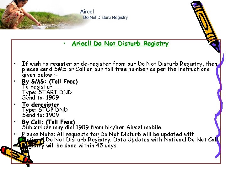  • Ariecll Do Not Disturb Registry • • • If wish to register