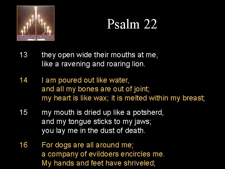 Psalm 22 13 they open wide their mouths at me, like a ravening and