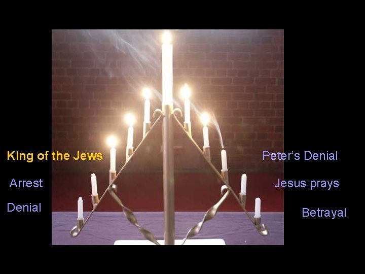 King of the Jews Arrest Denial Peter’s Denial Jesus prays Betrayal 