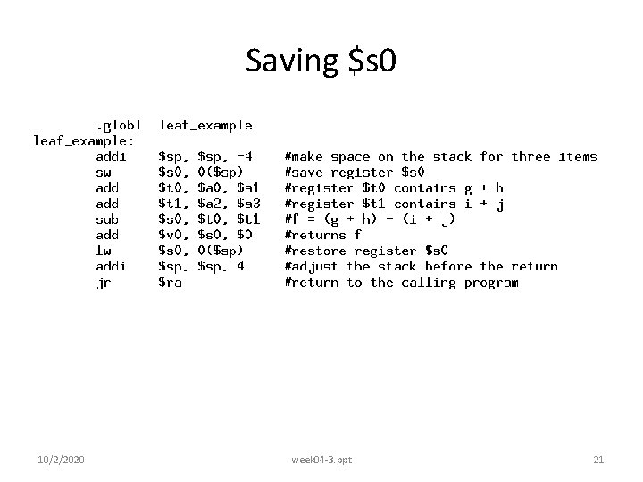 Saving $s 0 10/2/2020 week 04 -3. ppt 21 