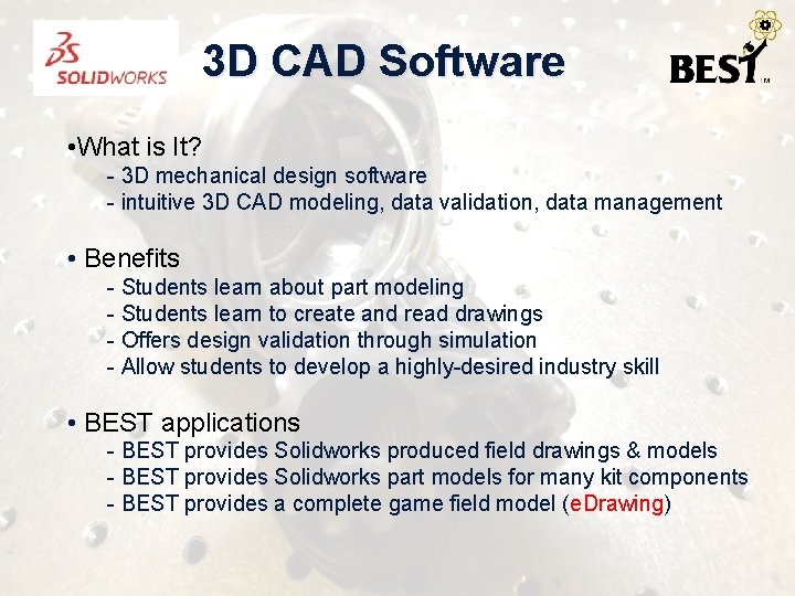 3 D CAD Software • What is It? - 3 D mechanical design software