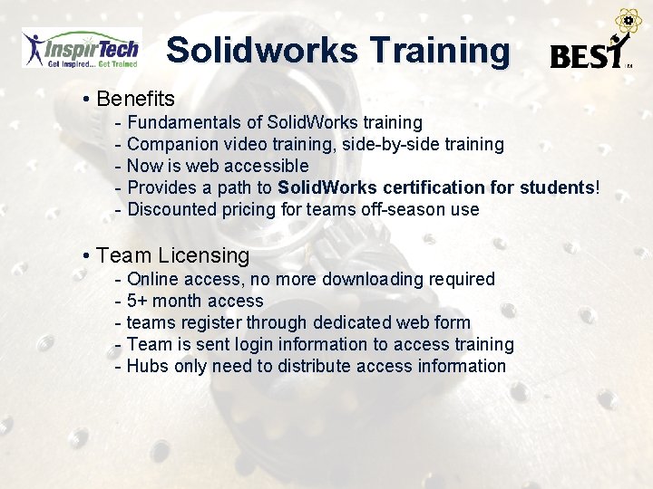 Solidworks Training • Benefits - Fundamentals of Solid. Works training - Companion video training,