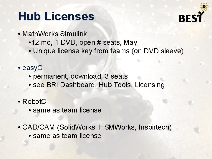 Hub Licenses • Math. Works Simulink • 12 mo, 1 DVD, open # seats,