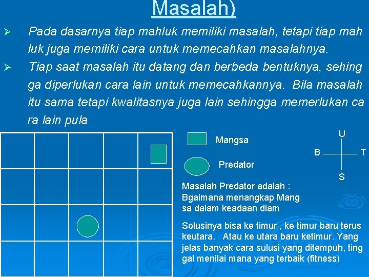 Masalah) Ø Ø Pada dasarnya tiap mahluk memiliki masalah, tetapi tiap mah luk juga