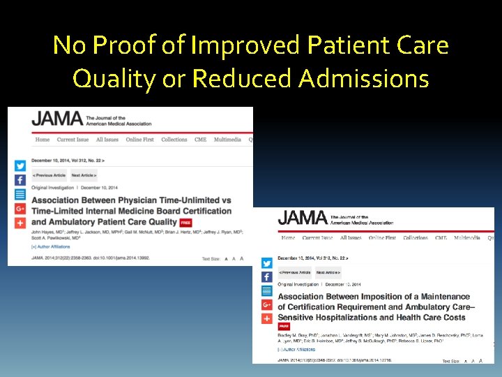 No Proof of Improved Patient Care Quality or Reduced Admissions 