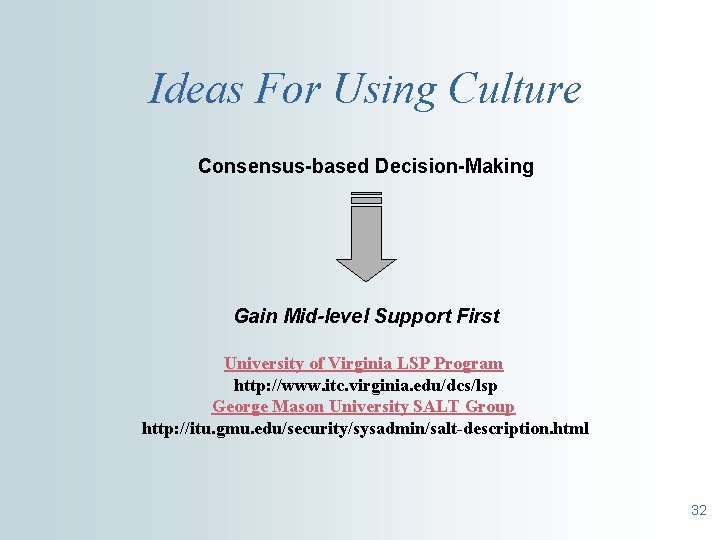 Ideas For Using Culture Consensus-based Decision-Making Gain Mid-level Support First University of Virginia LSP