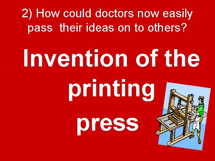 2) How could doctors now easily pass their ideas on to others? Invention of