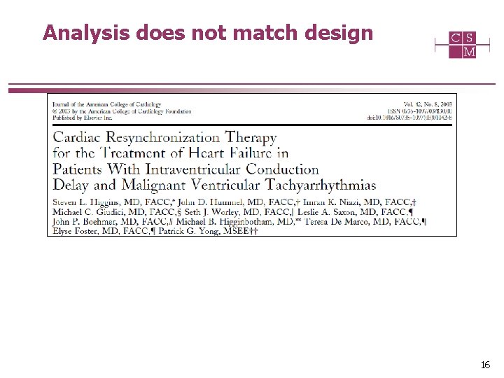 Analysis does not match design 16 