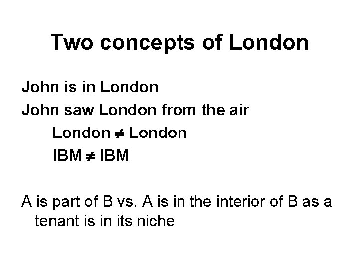 Two concepts of London John is in London John saw London from the air