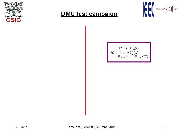 DMU test campaign A. Lobo Barcelona, LISA #7, 20 June 2008 13 