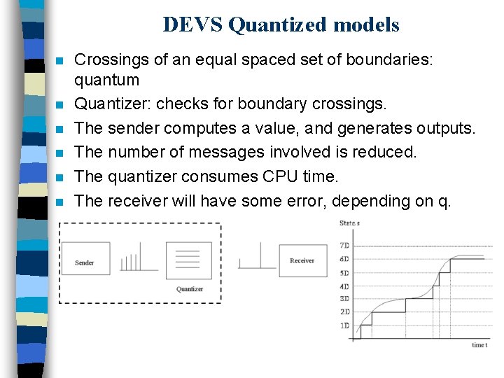 DEVS Quantized models n n n Crossings of an equal spaced set of boundaries: