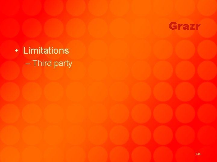 Grazr • Limitations – Third party 144 