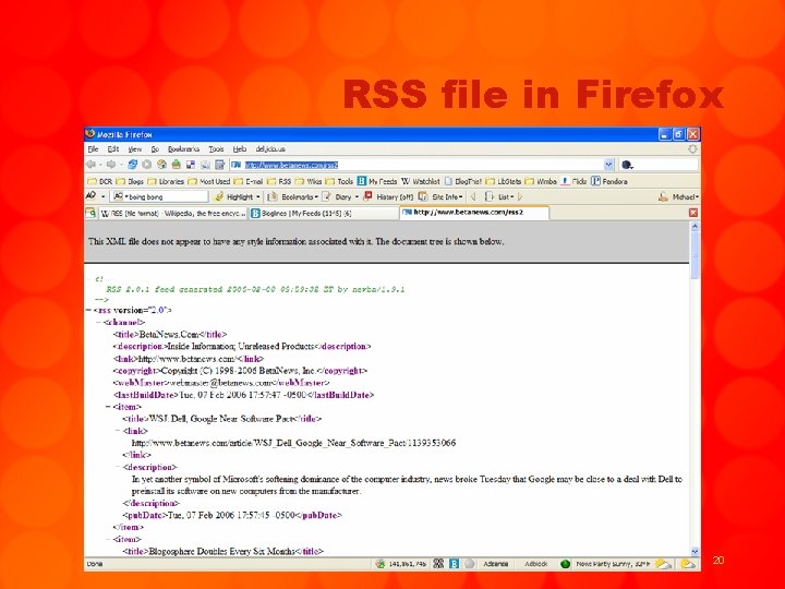 RSS file in Firefox 20 