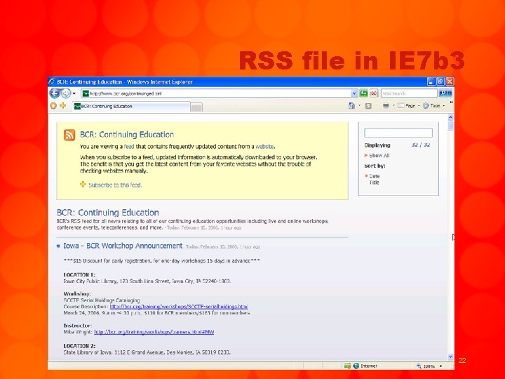 RSS file in IE 7 b 3 22 