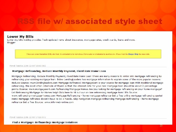 RSS file w/ associated style sheet 23 