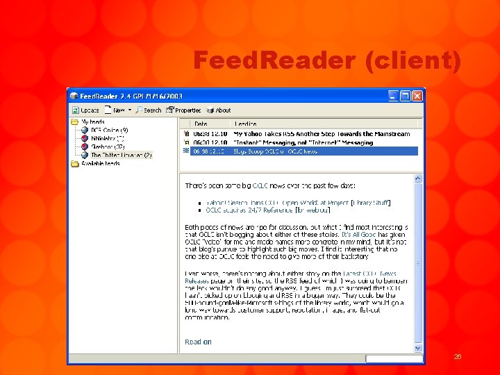 Feed. Reader (client) 26 