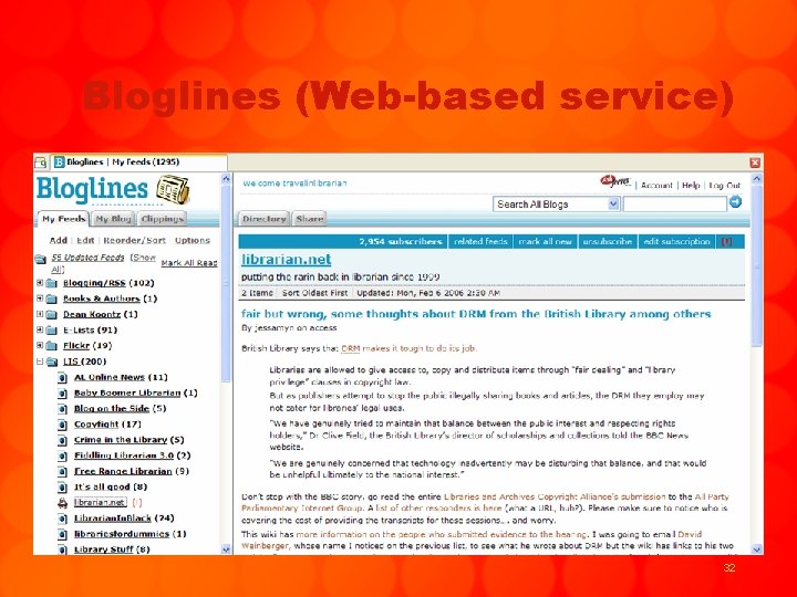 Bloglines (Web-based service) 32 