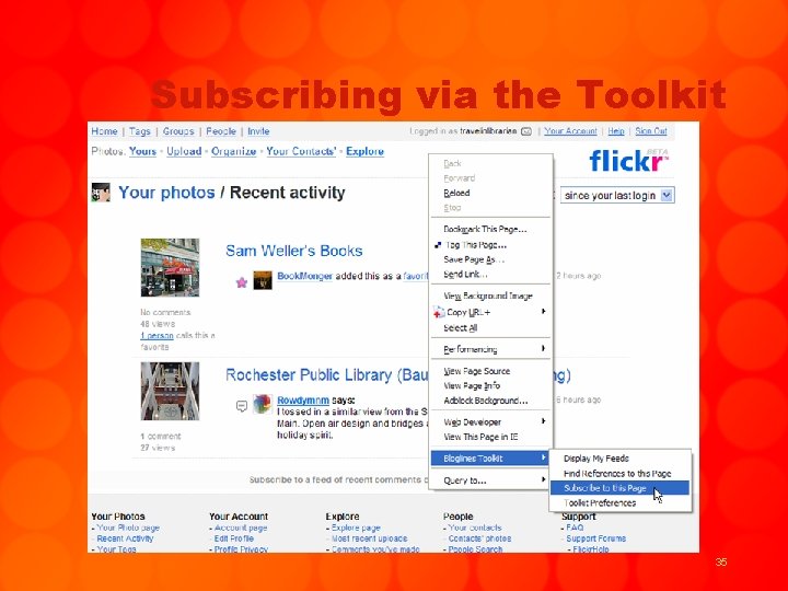 Subscribing via the Toolkit 35 
