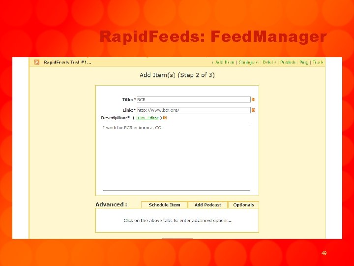 Rapid. Feeds: Feed. Manager 49 